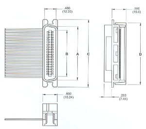 male CENTRONIC CONNECTOR (I.D.C. TYPE)